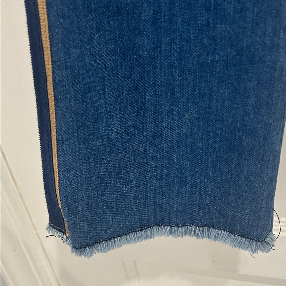 Veronica Beard Carolyn 10" Baby Boot Tuxedo Stripe Raw Hem Button Fly Jeans - 27 - Picture 6 of 10